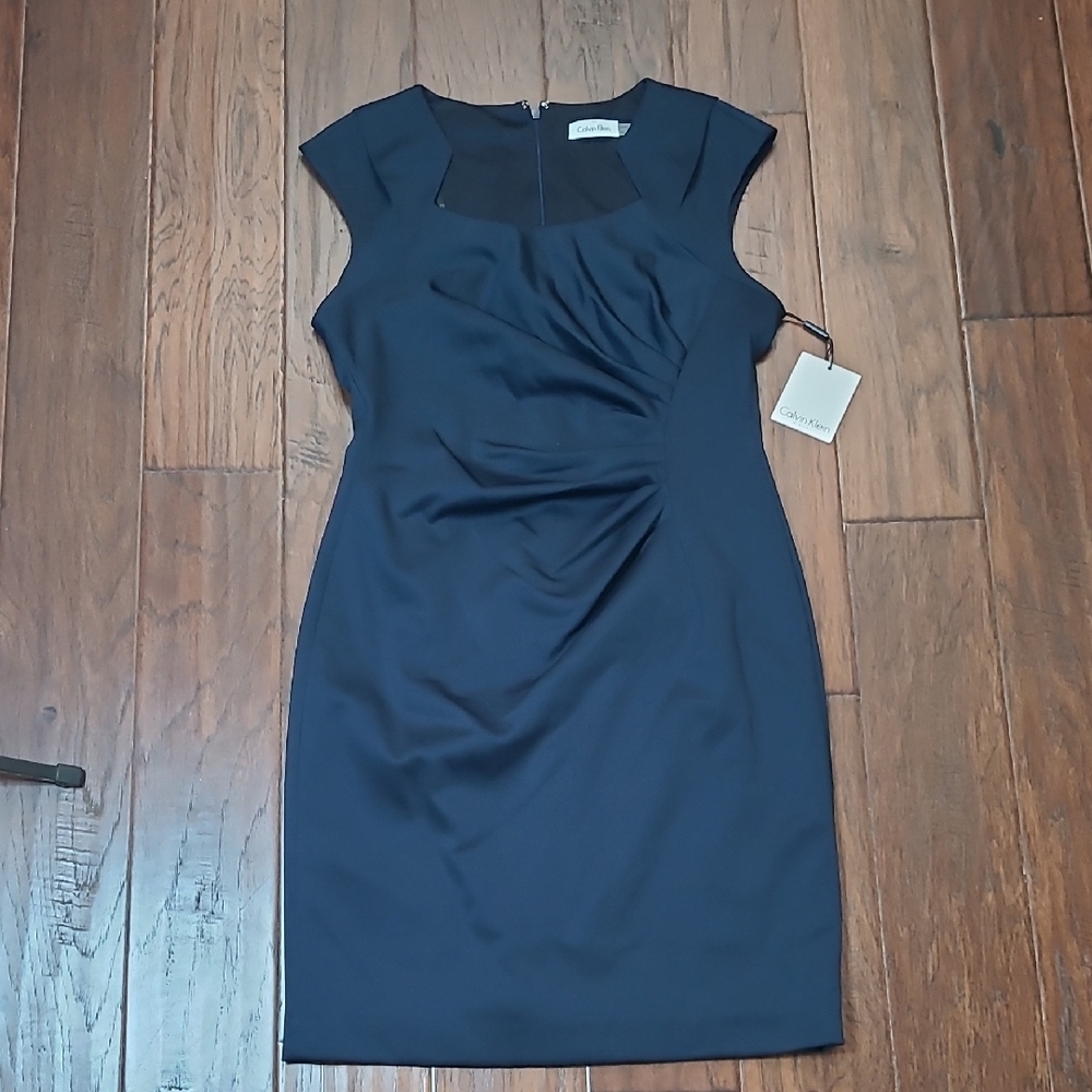 Calvin Klein Navy Sheath Midi Dress